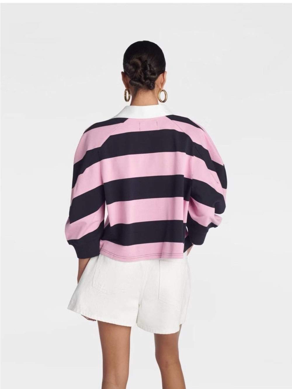 🩷 NWT! Pink KBB by KAHLANA 'The Striped Crewneck T-Shirt’ - Small - Picture 6 of 9